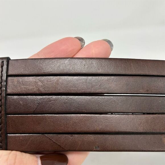Eddie Bauer Brown Layered Leather Boho Waist Belt Brass D-Ring Adjustable Size M - Picture 7 of 7